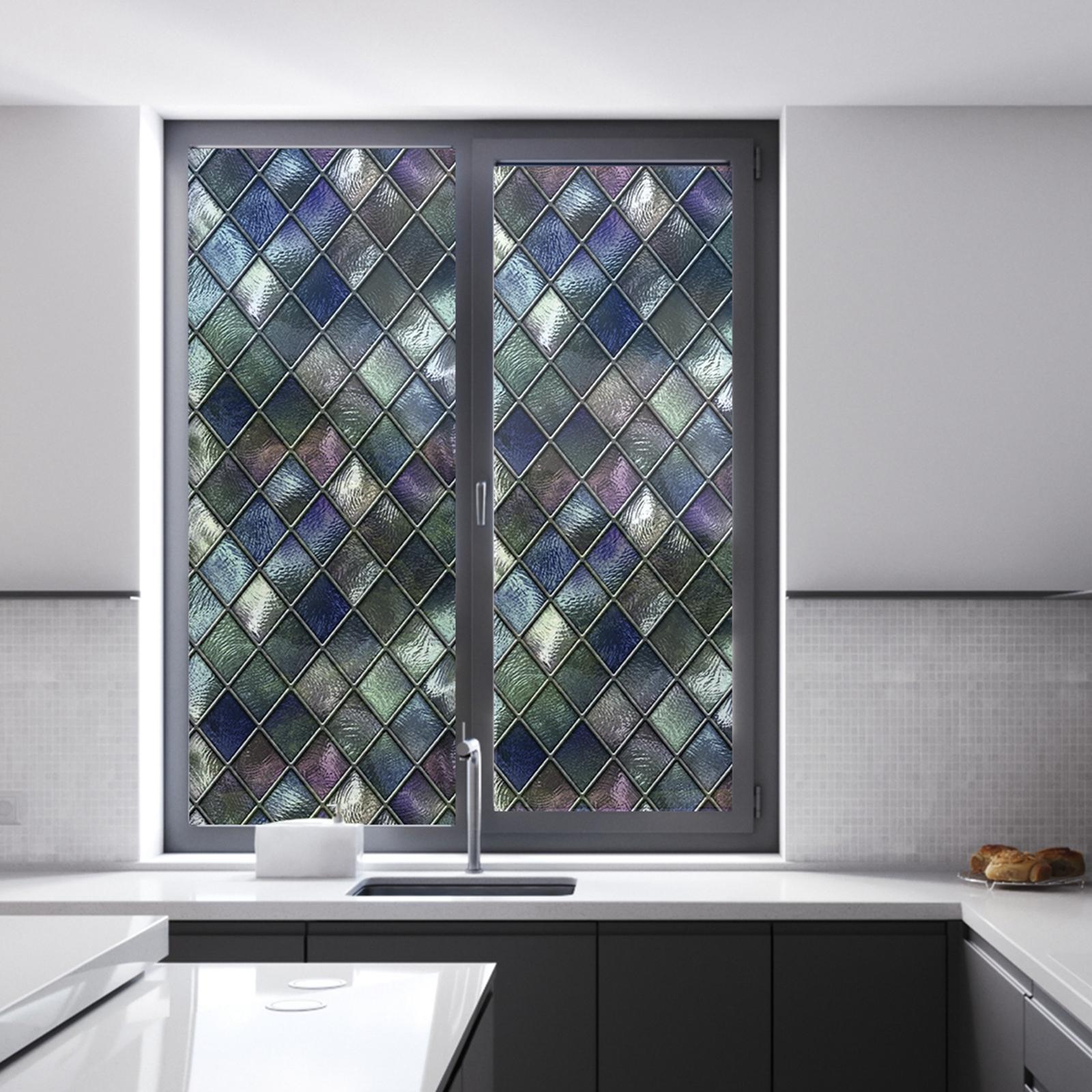 Window Privacy Film Static Cling Decorative Stained Reusable for Bathroom Living Room