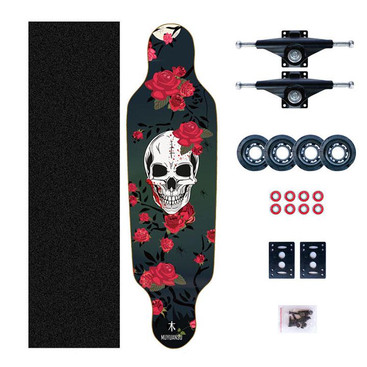 Ván Trượt Longboard Mặt Nhám Cao Cấp, Gỗ Ép 7 Lớp, Bánh Cao Su PU (Giao Màu Ngẫu Nhiên)