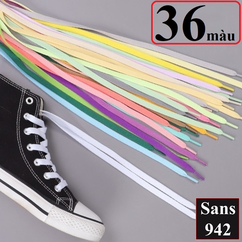 Dây giày dẹt đủ size nhiều màu cột giầy thể thao sneaker boot buộc áo quần dài 100cm 150cm 180cm đen trắng xám Sans942