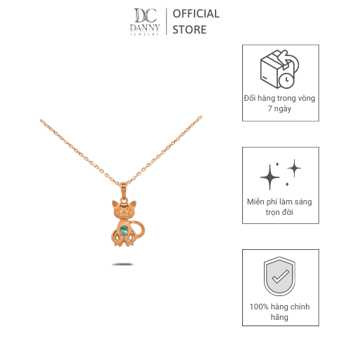 Mặt Dây Danny Jewelry Bạc 925 Xi Vàng Hồng Hình Con Mèo Đính Đá Zircon MD035