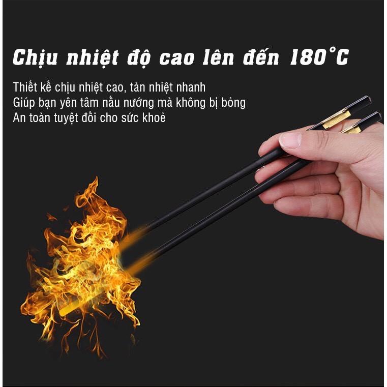 Bộ 10 đôi Đũa mạ vàng cao cấp đũa khảm vàng hàn quốc Chống Trơn- Chống Trượt- Chống Mốc