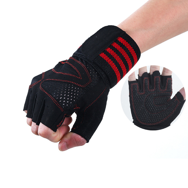 Găng tay tập gym nam có đai quấn bảo vệ cổ tay G16