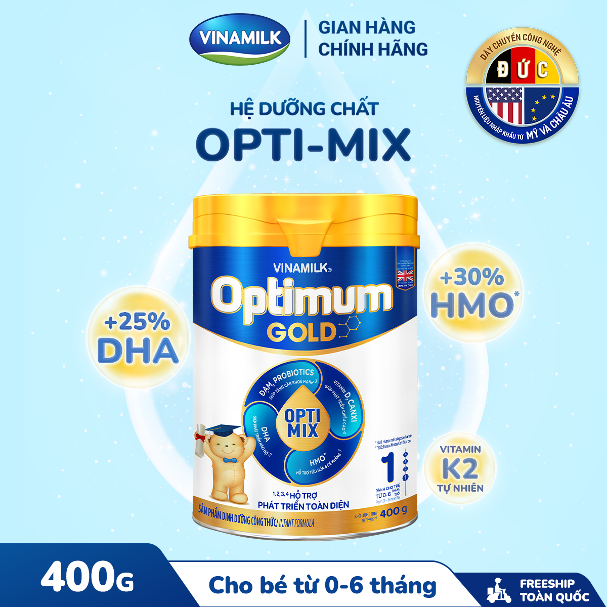 Sữa bột Optimum Gold 1 400g
