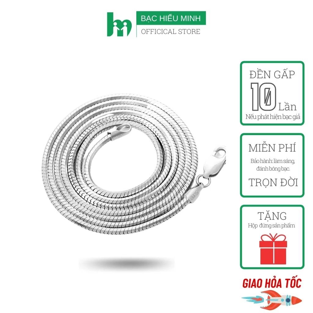 Dây Chuyền Nam Bạc Nguyên Chất S99 Kiểu Sợi Dây Mì Bền Đẹp Dài 55cm-56cm DBN069 Bạc Hiểu Minh