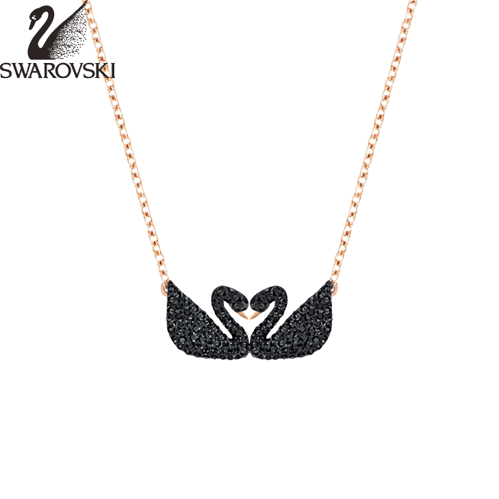 Dây chuyền cao cấp Swarovski Iconic Double Swan Necklace, Rose Gold, Black cho nữ