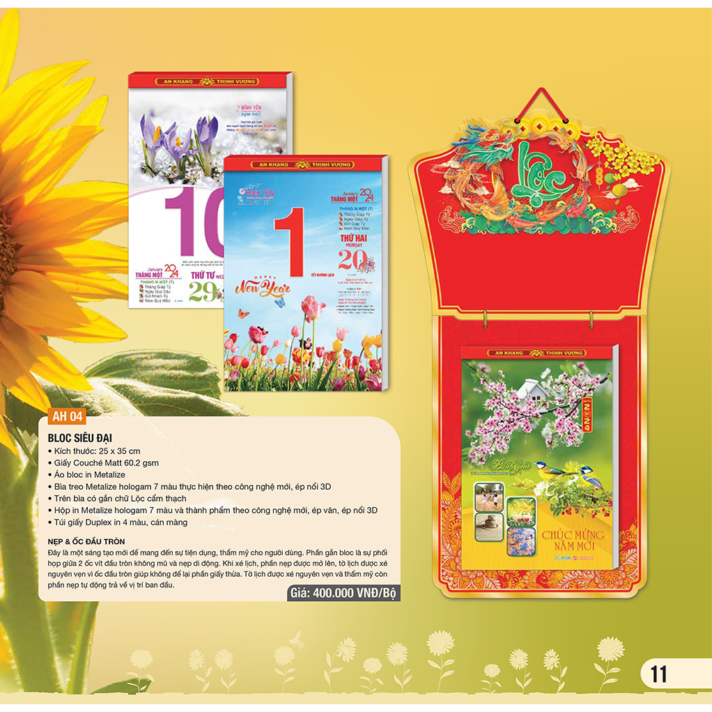 Bloc Lịch Siêu Đại 25 X 35 Cm – Giáp Thìn 2024 – Bình Yên – Quà Tặng Năm Mới