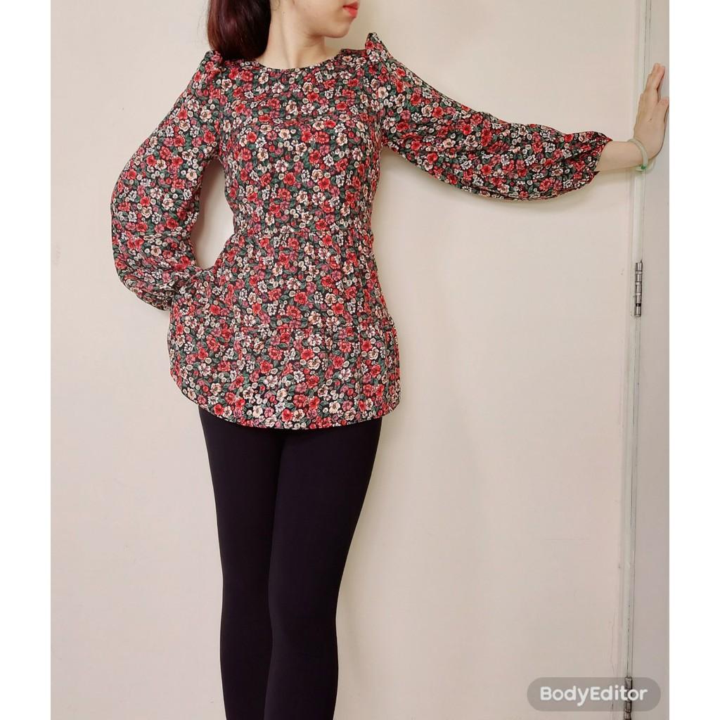 Đầm Babydoll Họa Tiết Hoa Xinh Xắn Tay Phồng Lạ Mắt