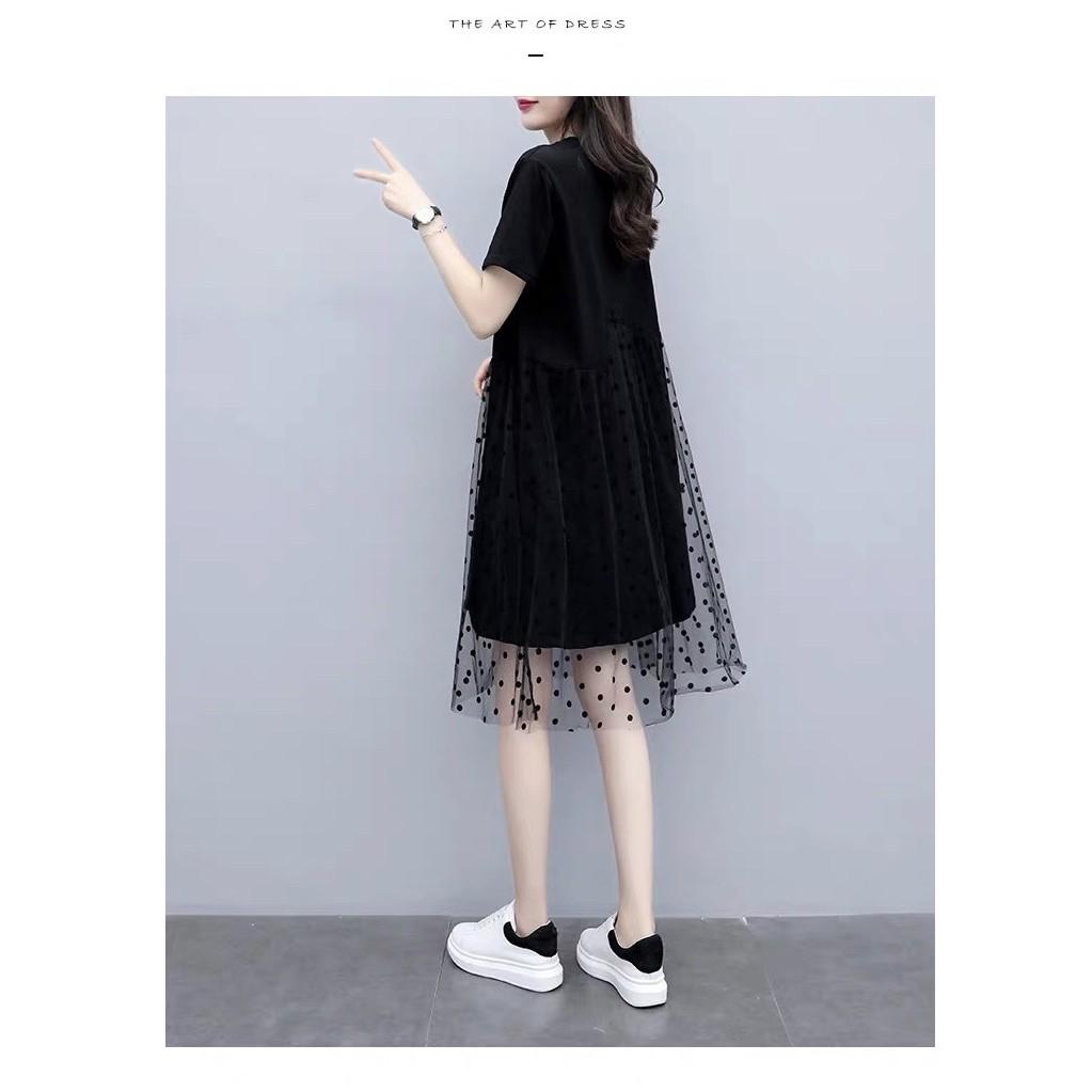 váy bầu quảng châu chất thun cotton 100% pha ren lưới cá tính w168