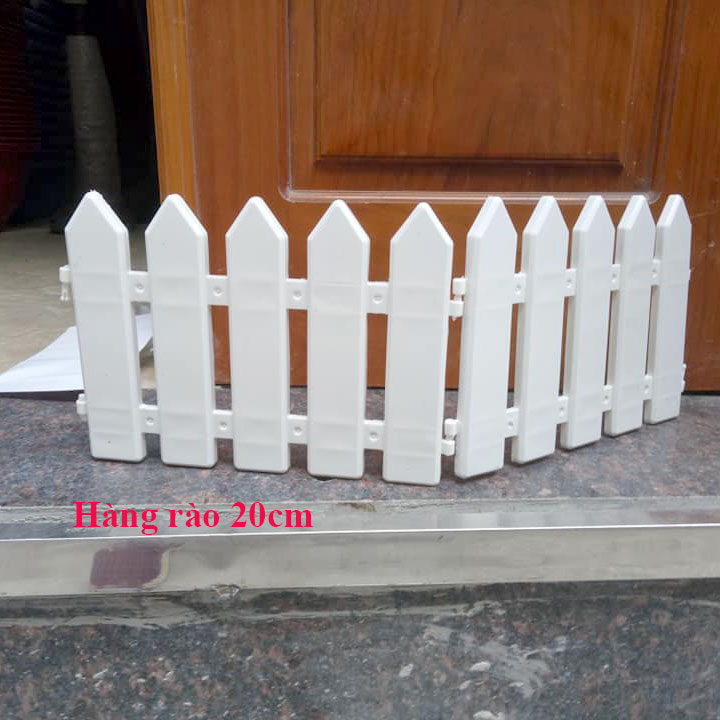Hàng Rào Nhựa Lắp Ghép Trắng Cao Cấp Trang Trí Cây Thông Noel, Cây Cảnh, Vườn Hoa Cao 20cm Dài 1.55m