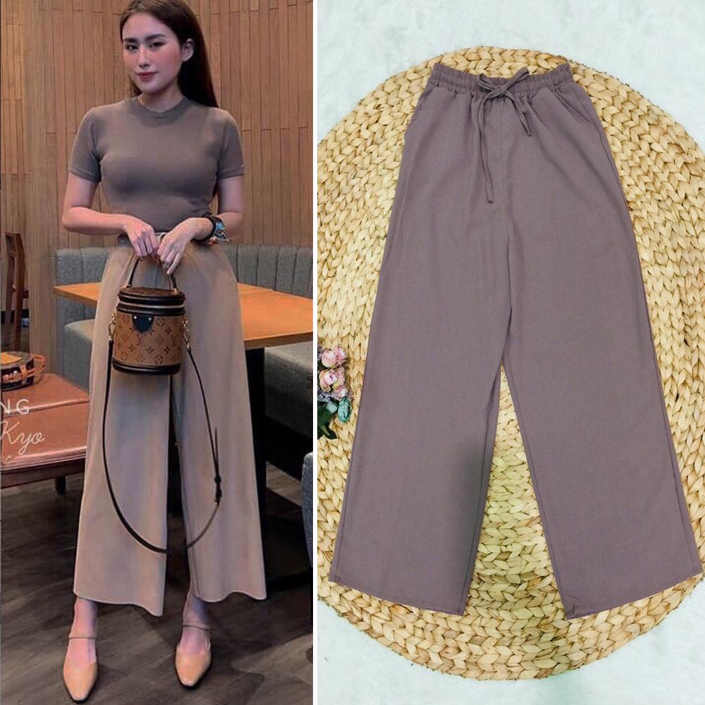 Quần Ống Suông Màu Trơn