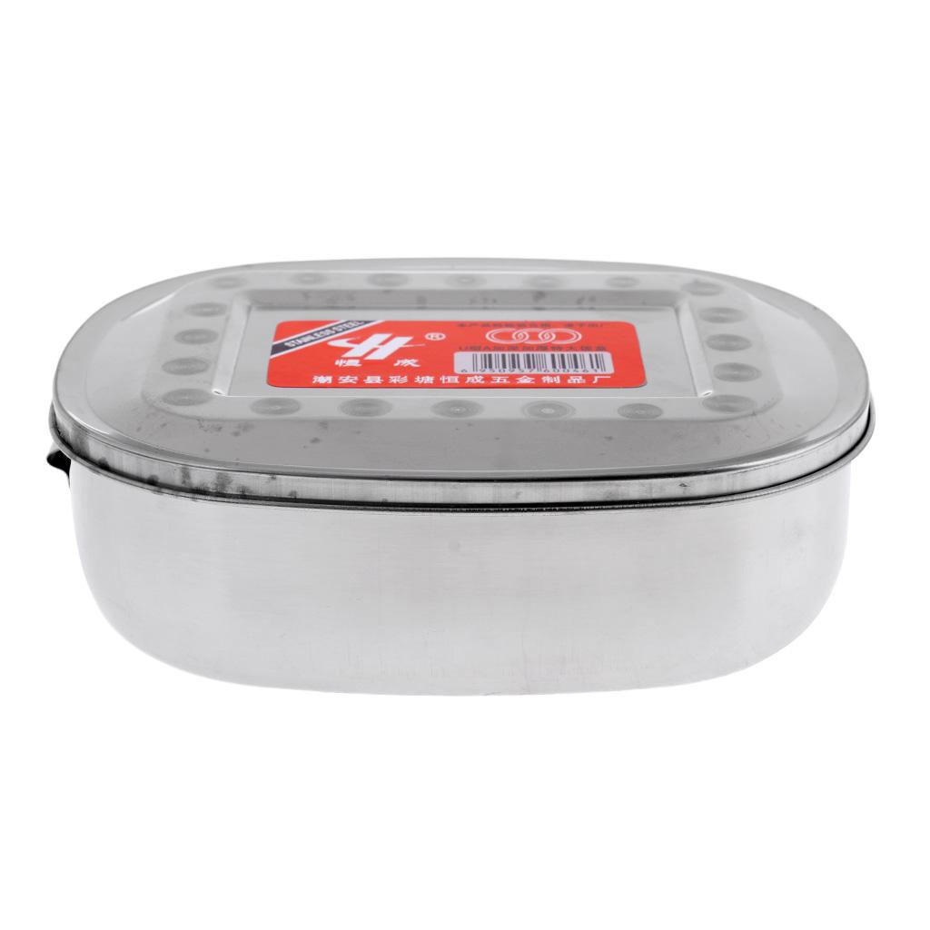 2pcs Oval Bento Lunch Box Stainless Food Container Outdoor Tableware XL