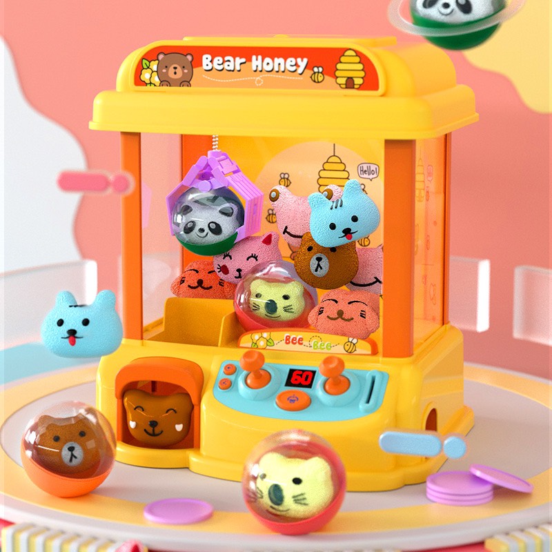 Máy gắp thú mini siêu rẻ, máy gắp thú mini 2 màu vàng, hồng cho bé  nhựa abs - Quà tặng kỹ năng cho bé