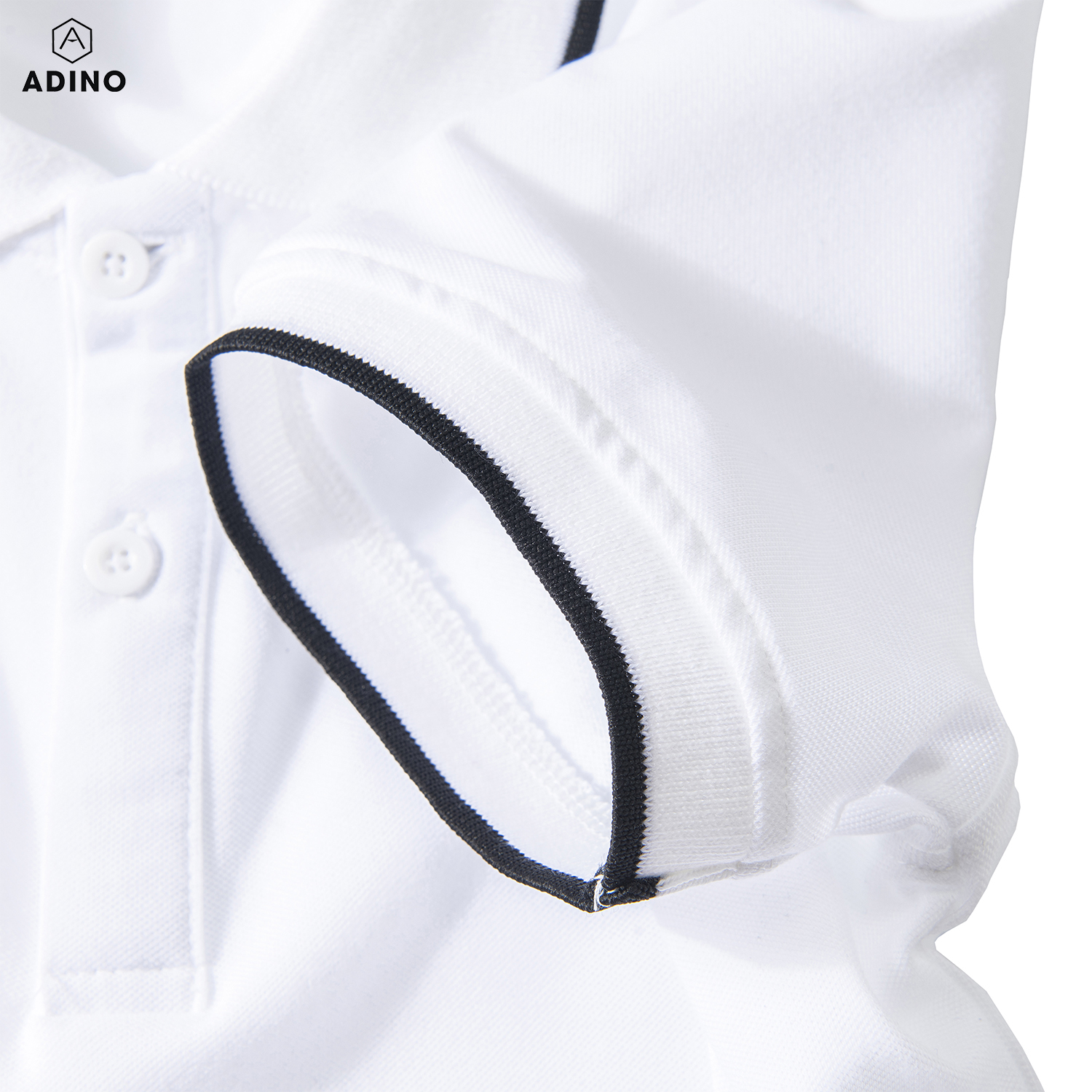 Hình ảnh Áo polo nữ ADINO màu trắng phối viền xẻ lai vải cotton co giãn dáng slimfit trẻ trung APN02