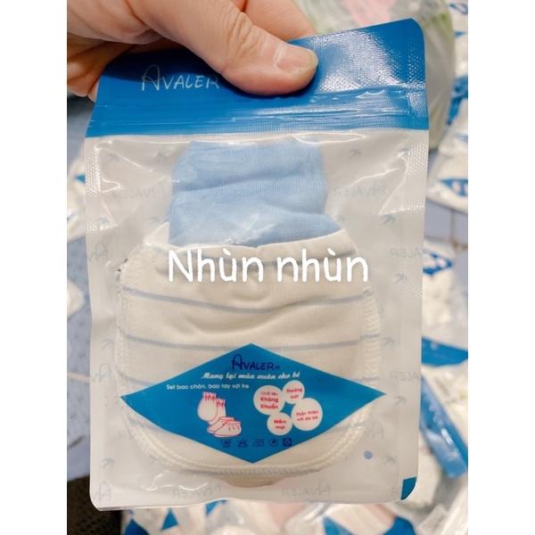 Set bao tay bao chân Avaler sợi tre gồm 1 đôi bao tay 1 đôi bao chân dành cho trẻ sơ sinh