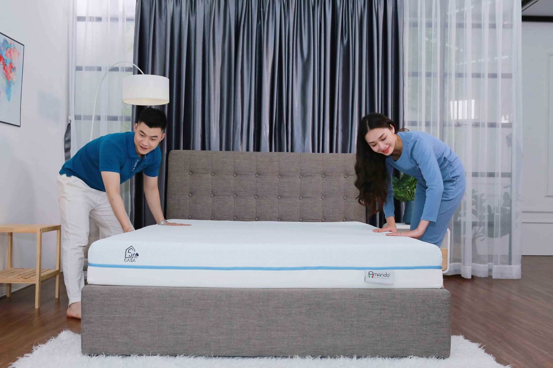 Nệm Foam cuộn hút chân không cao cấp Amando Casa - Cool gel memory foam - Êm ái, thoáng mát, điều hoà thân nhiệt