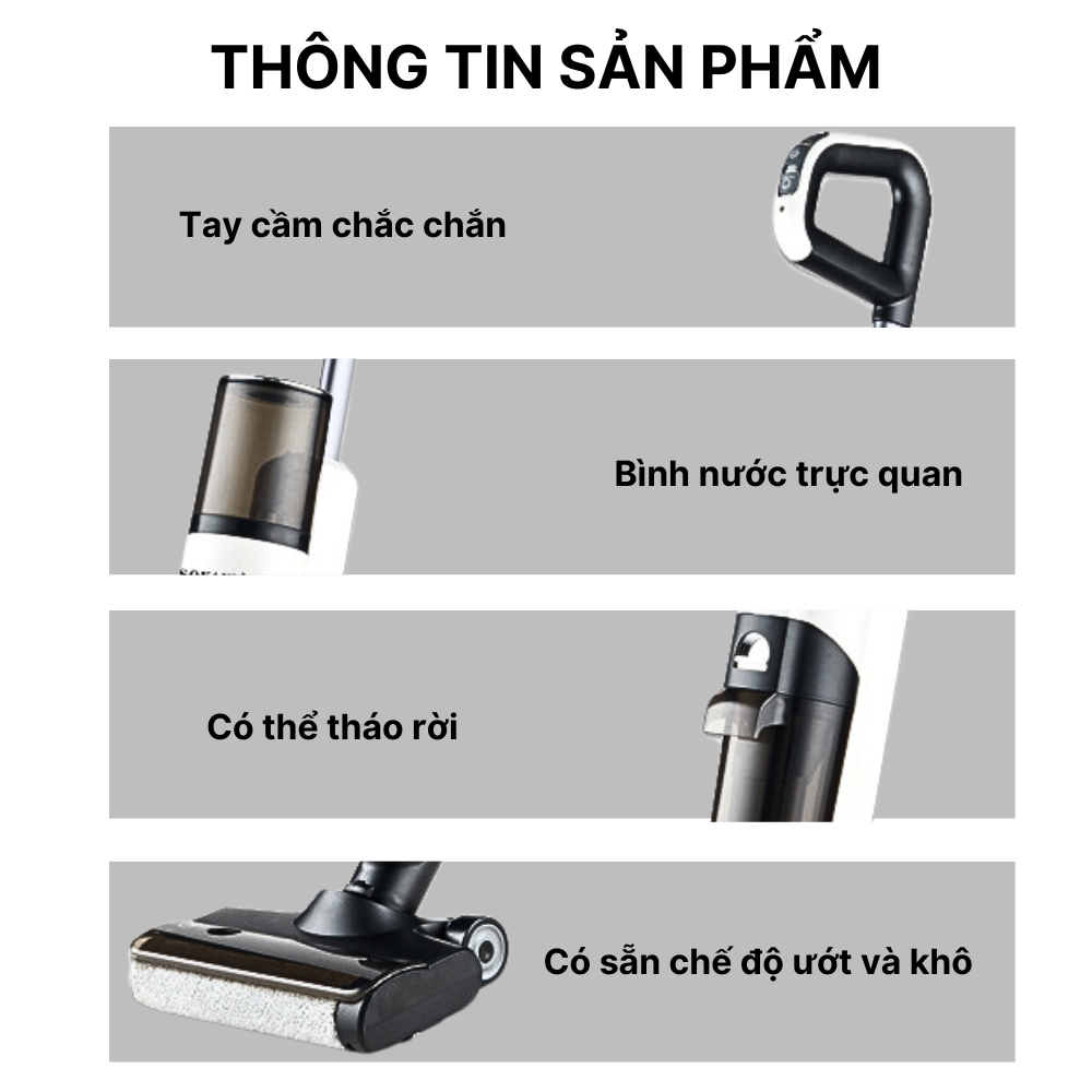 Máy hút bụi lau sàn không dây SOKANY SK-13040 tự động làm sạch, vệ sinh bình chứa nước bẩn và chổi lăn - HÀNG CHÍNH HÃNG -DELIYA