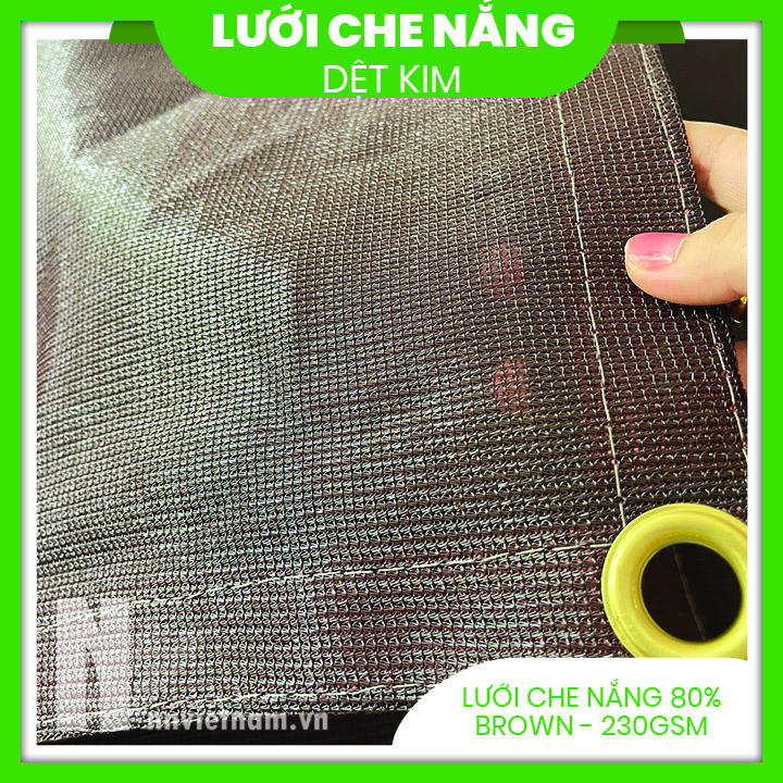 Lưới che nắng 80% may viền khuy sẵn - Màu Nâu (Nhiều kích thước)