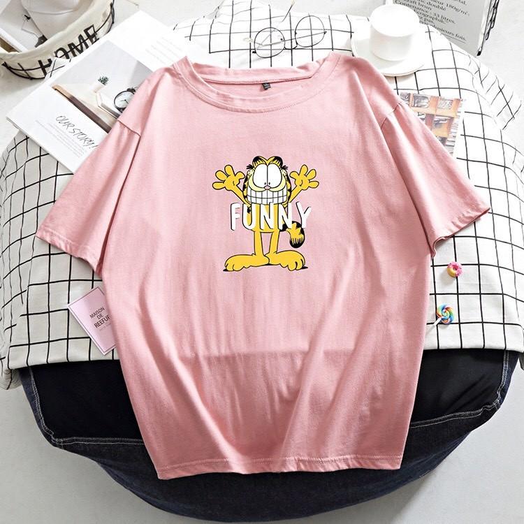 Áo phông nữ dáng rộng unisex mèo vàng