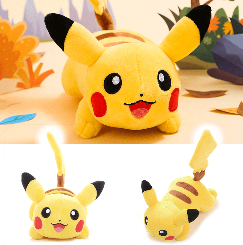 Gấu Bông Pikachu Nằm Mềm Mịn Siêu Dễ Thương (25cm---&gt;90cm) Gối Ôm Pikachu Cute Đáng Yêu Cao Cấp, Vải Miniso 4 Chiều Mềm Êm An Toàn Cho Trẻ Nhỏ