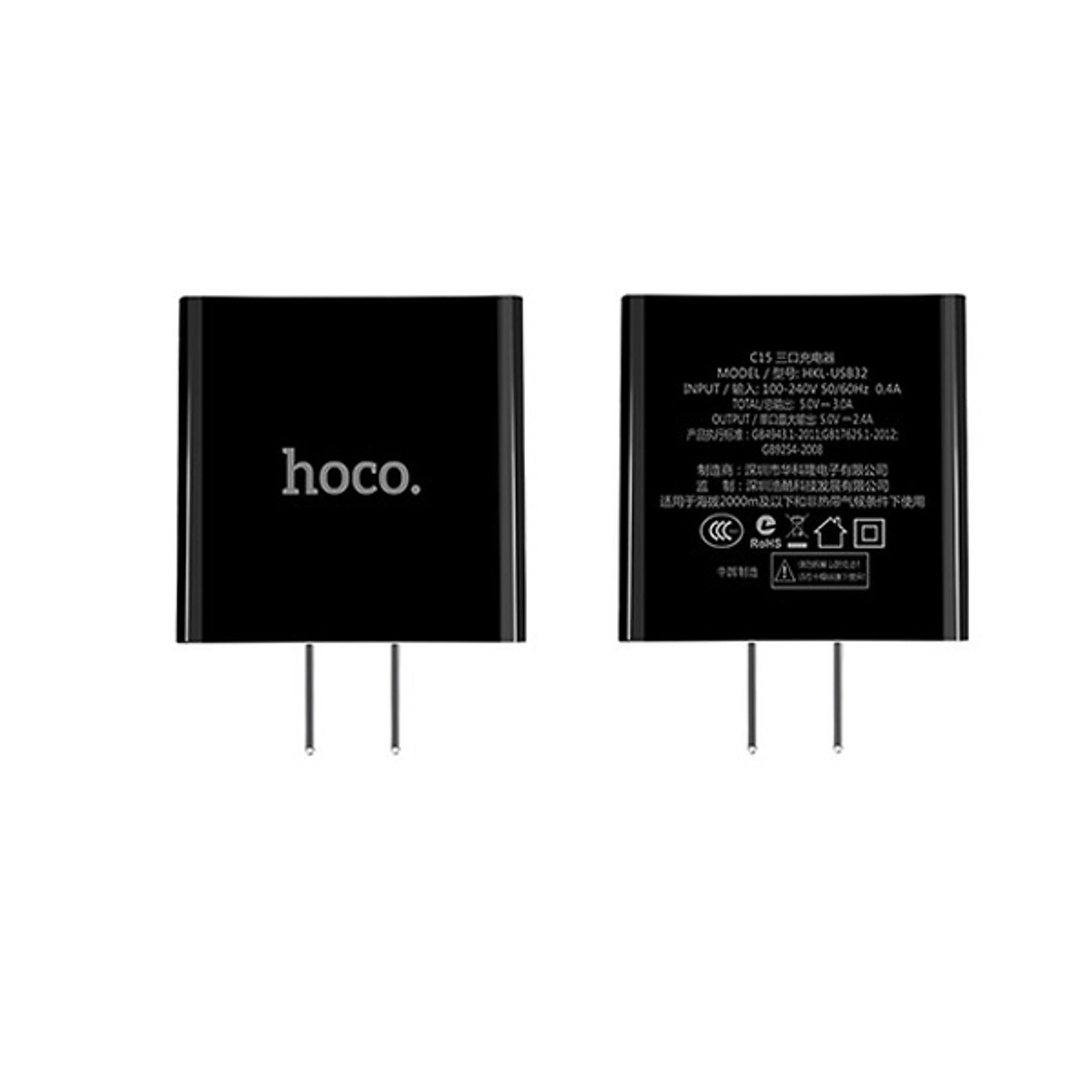 Cốc sạc - củ sạc nhanh 3 cổng Hoco C15 3A - màn hình LCD hiển thị điện áp - Hàng nhập khẩu