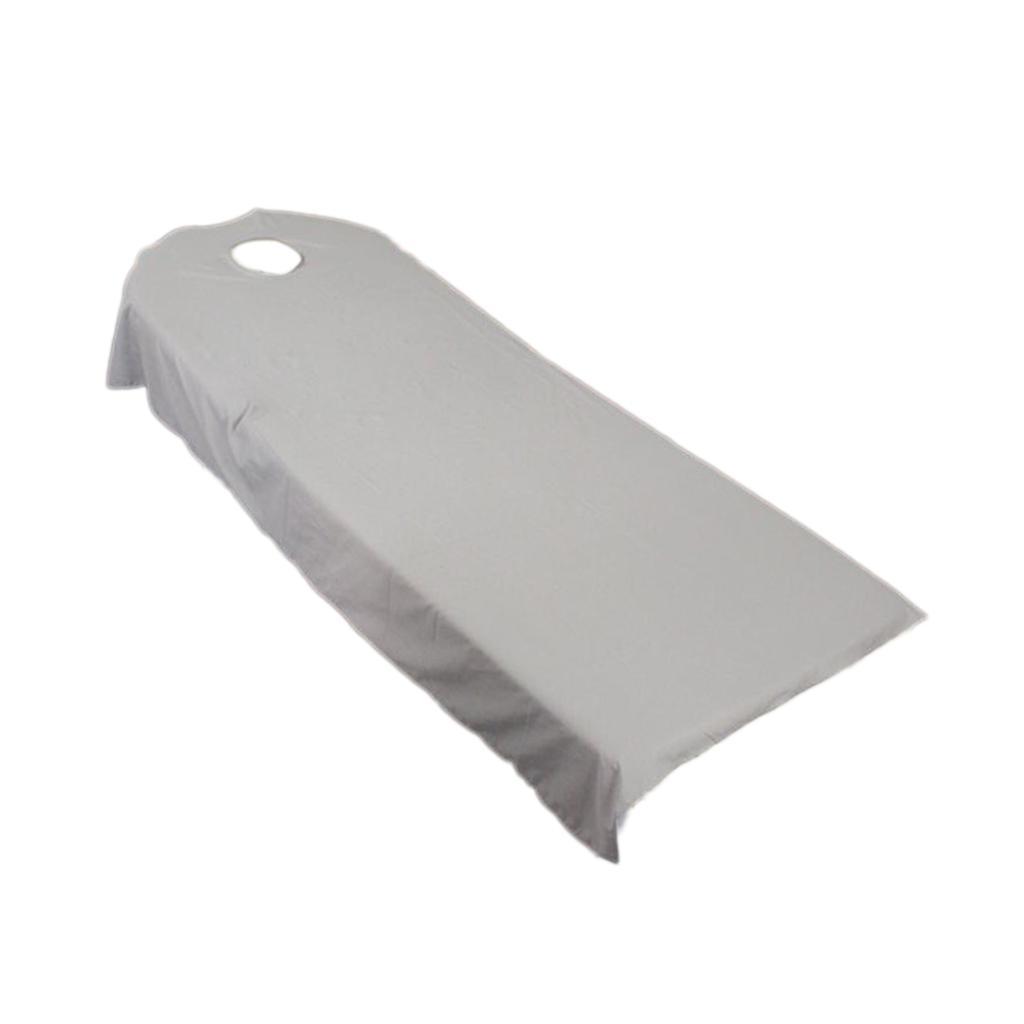 4pcs Solid Color Elastic Thicken Massage Bed Skirt Cover w/ Hole f/