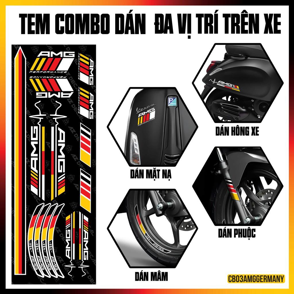 Tem Xe AMG GERMANY Trang Trí Xe Máy, Xe Điện | CB03AMGGERMANY | Decal PVC Dán Đa Vị Trí - In Trong