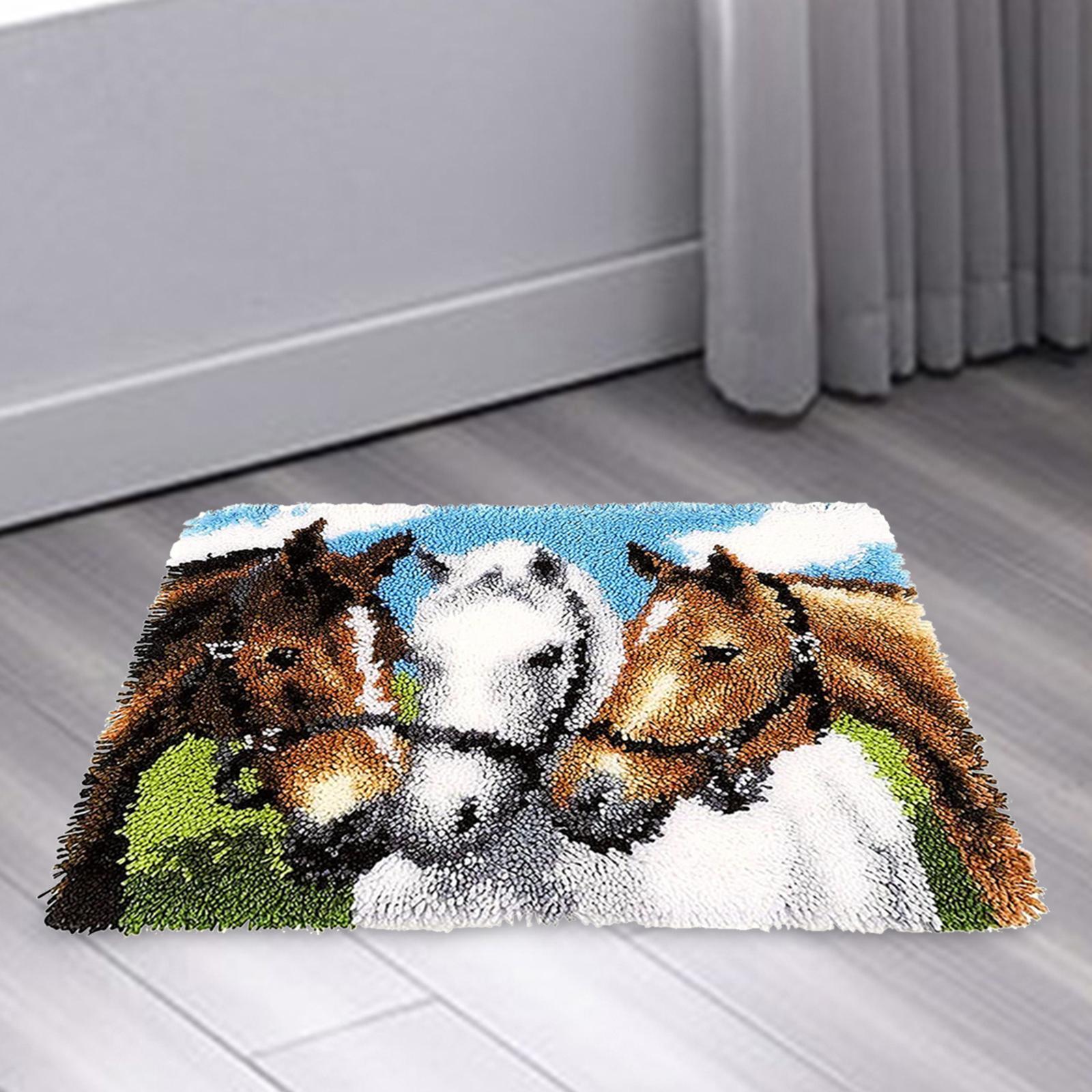 Bear Latch Hook Kit DIY Hand Craft for Pillow Mat Cushion Carpet Rug 50x40cm