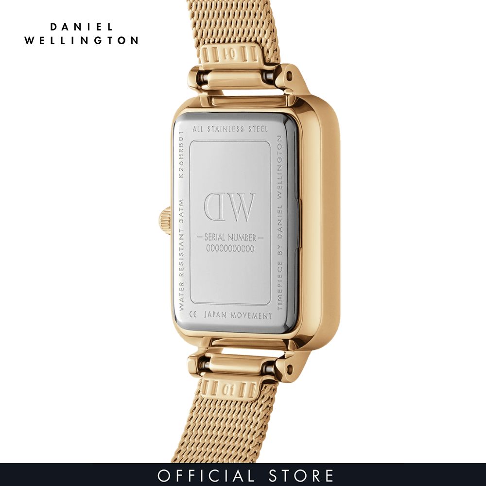 Đồng hồ Nữ Daniel Wellington Lưới - Quadro 20X26 Pressed Evergold Lumine G White 20x26 mm DW00100599