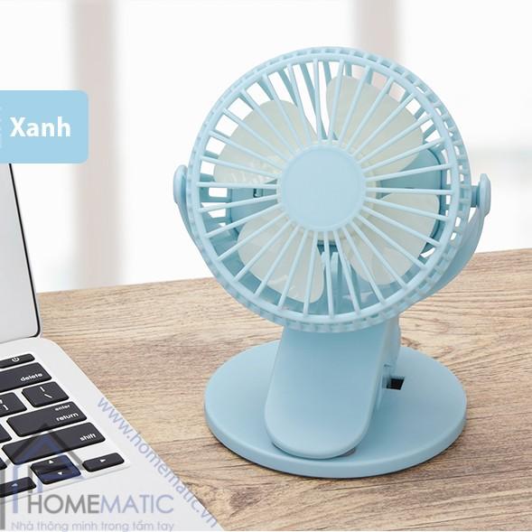 Quạt kẹp bàn mini tích điện - Quạt để bàn xay 360 độ