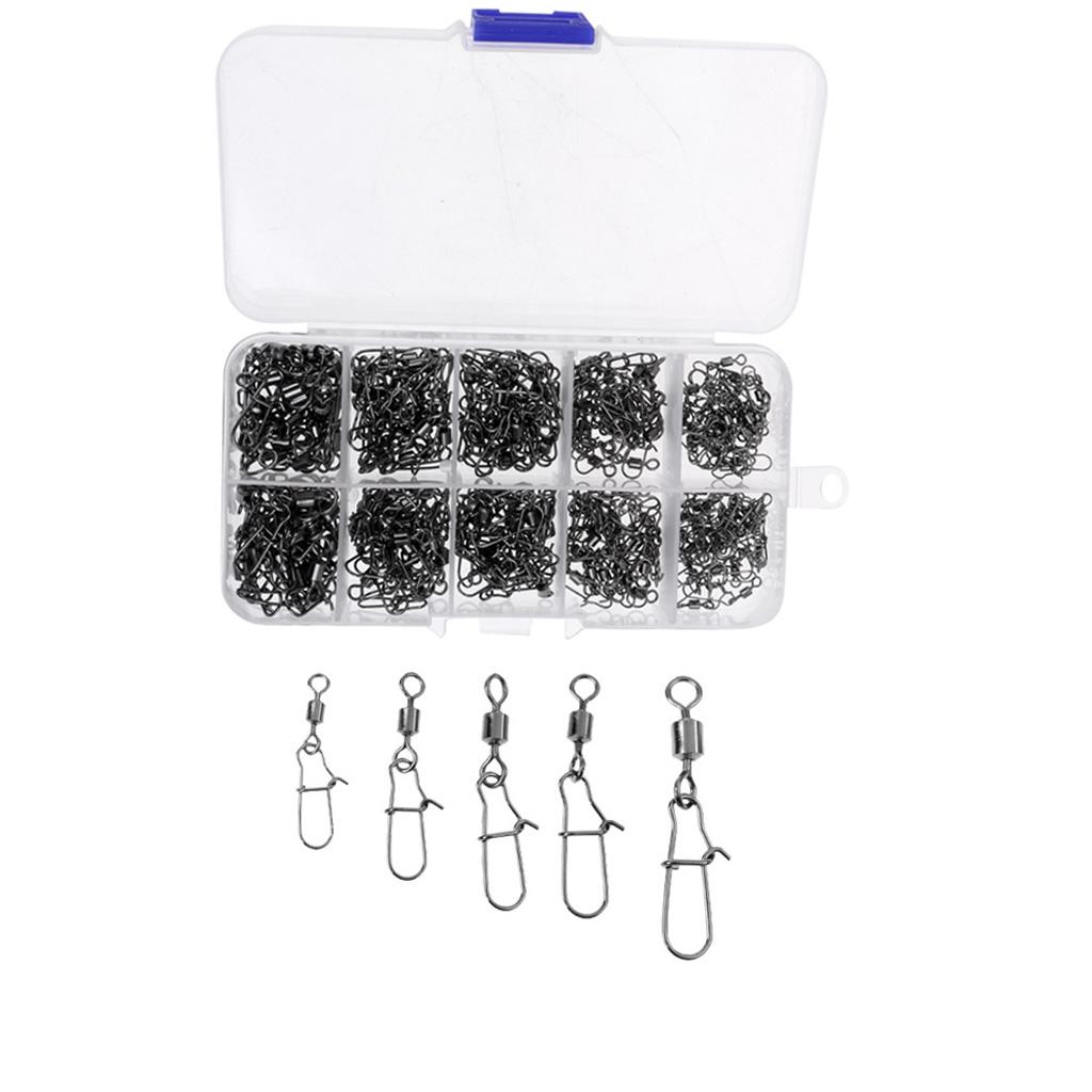 210Pcs Rolling Swivels Ring Fastlocks Fishing Pin Snap Connector Accessories