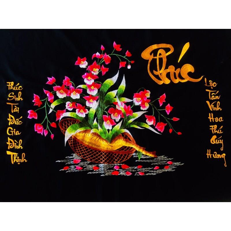 Tranh thêu truyền thống chưa khung chữ Phúc 40x60
