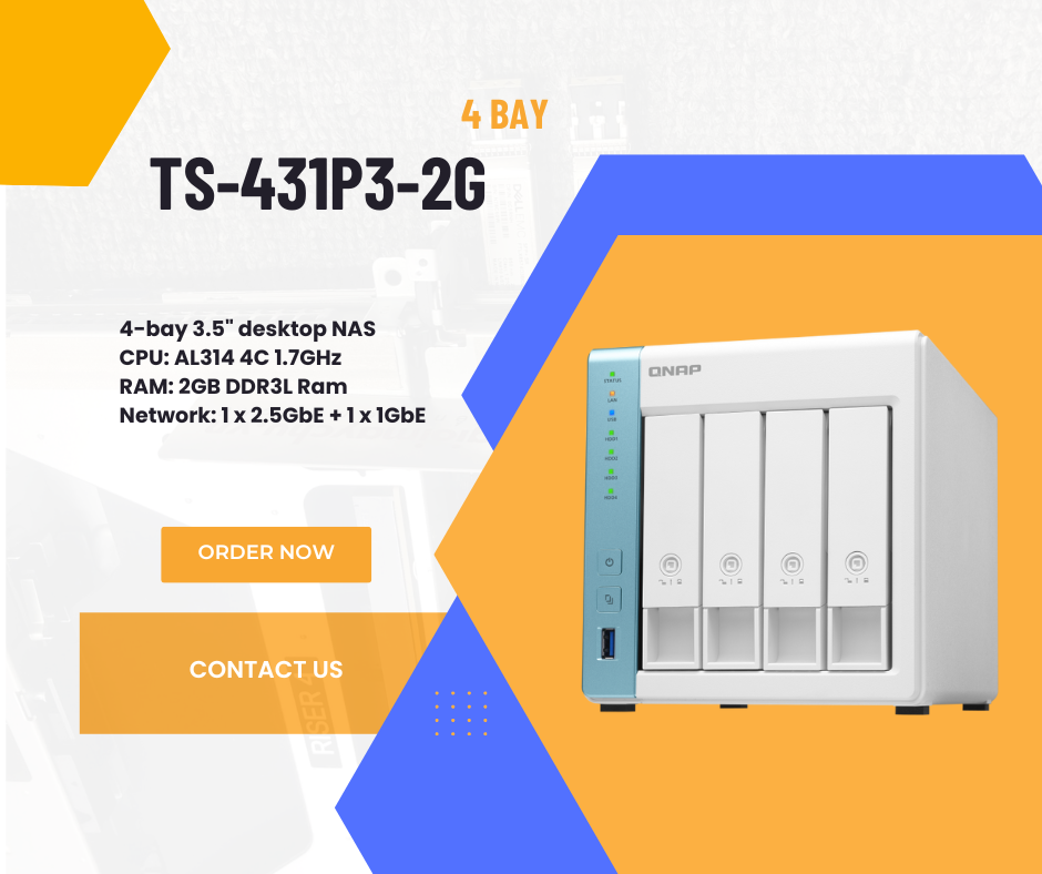 Thiết bị lưu trữ Qnap TS-431P3-2G - Hàng chính hãng