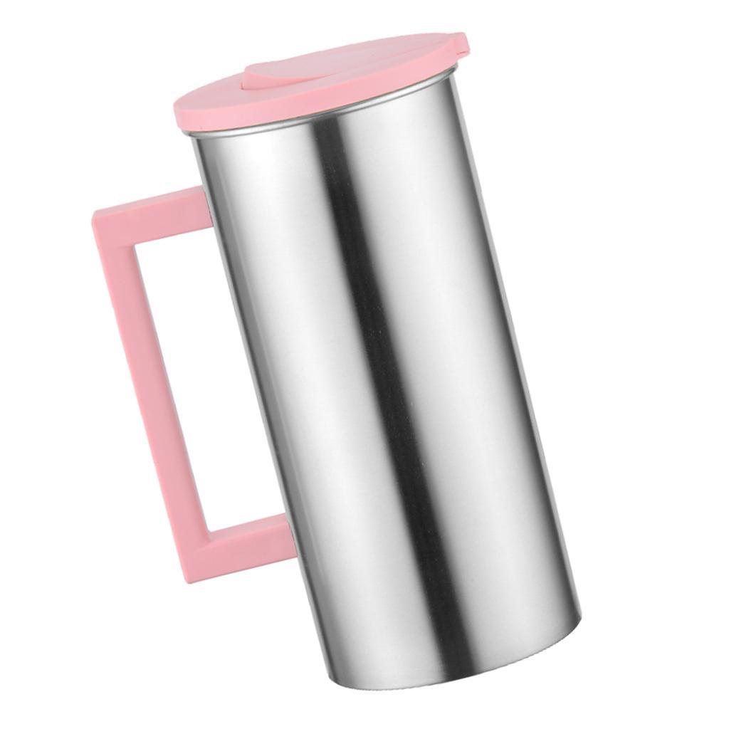 2 Pcs Stainless Steel 1.8 Litre Water Pitcher Pink Jug Kitchen Restaurant
