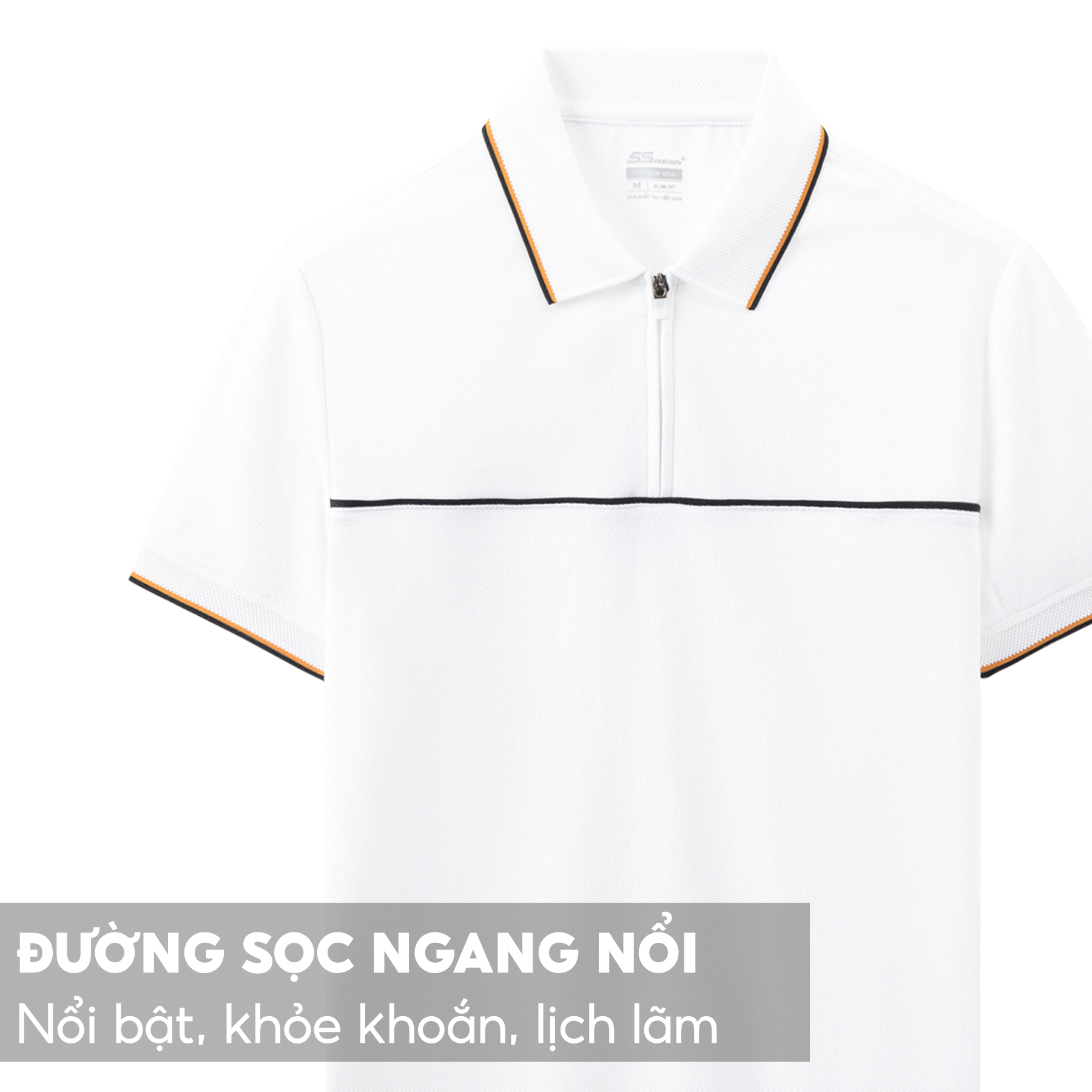 Áo Polo Nam 5S Premium, Chất Liệu Cotton Cao Cấp, Thiết Kế Sọc Ngang Khỏe Khoắn, Cổ Khóa Kéo Lịch Lãm (APC23028)