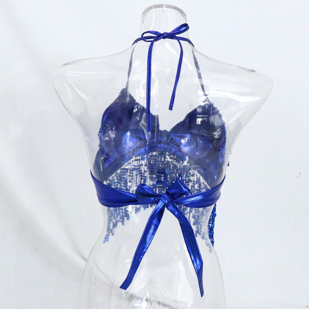 Belly Dance Bra Tops And Hip Scarf Sequin Beaded Costume Set for Festival Performance