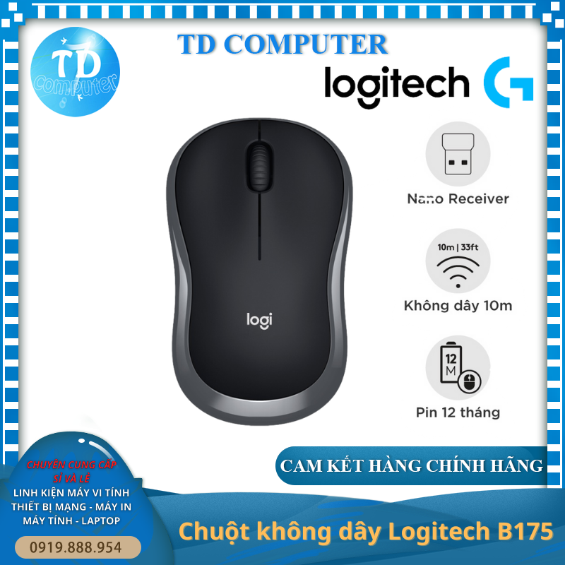 Chuột không dây Logitech B175 - Hàng chính hãng DGW phân phối