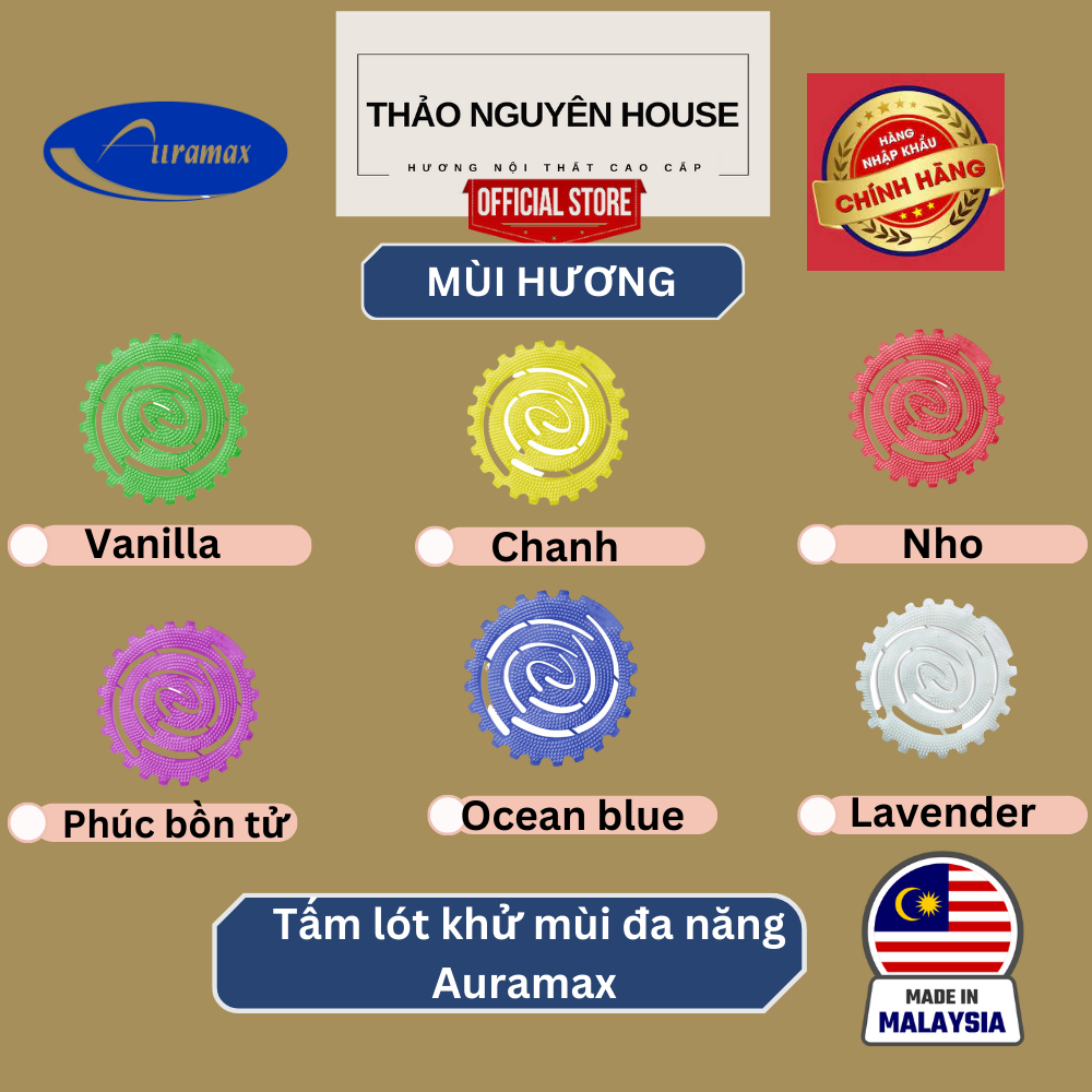 Tấm thơm khử mùi đa năng Auramax hương Nho