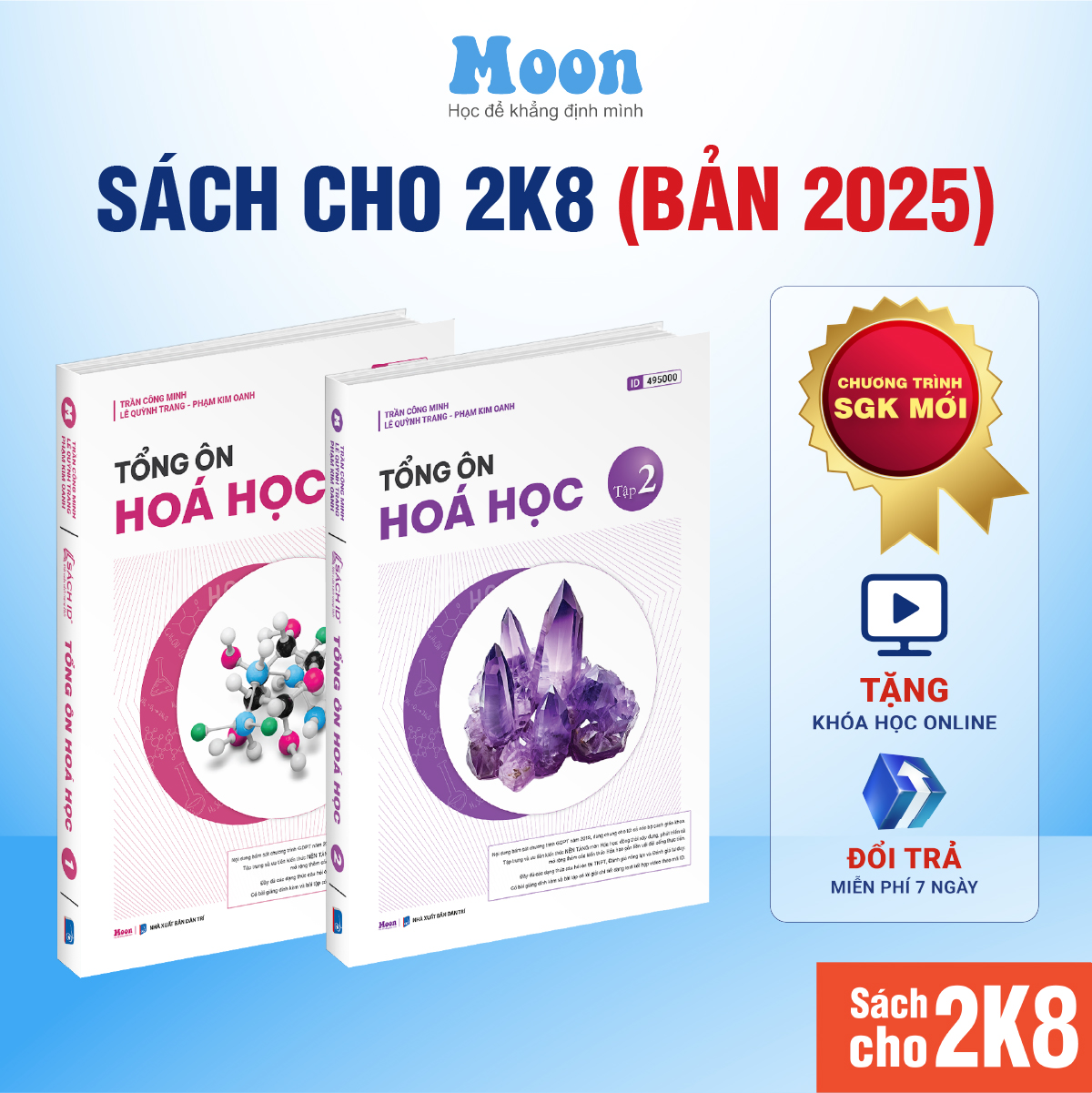 Sách ID Tổng Ôn Hóa Học Lớp 12 Chương trình mới – Dành cho 2k8 Luyện thi THPT và Đánh giá năng lực ĐGNL 2026 Moonbook –  Combo 2 Quyển
