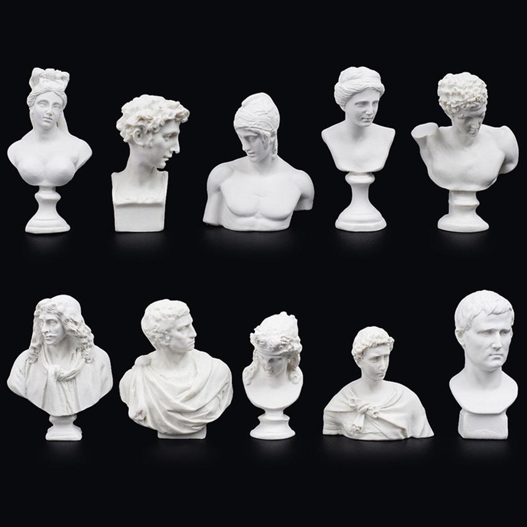 10 Pieces Mini Greek Head Bust Sculptures Drawing Sketch Statues Crafts