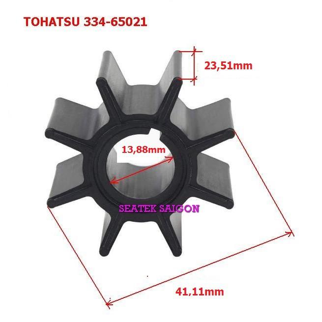Cánh quạt  Đài Loan  334-65021-0 bơm nước làm mát cano Nissan Tohatsu 9.9HP 15HP 18HP 20HP,