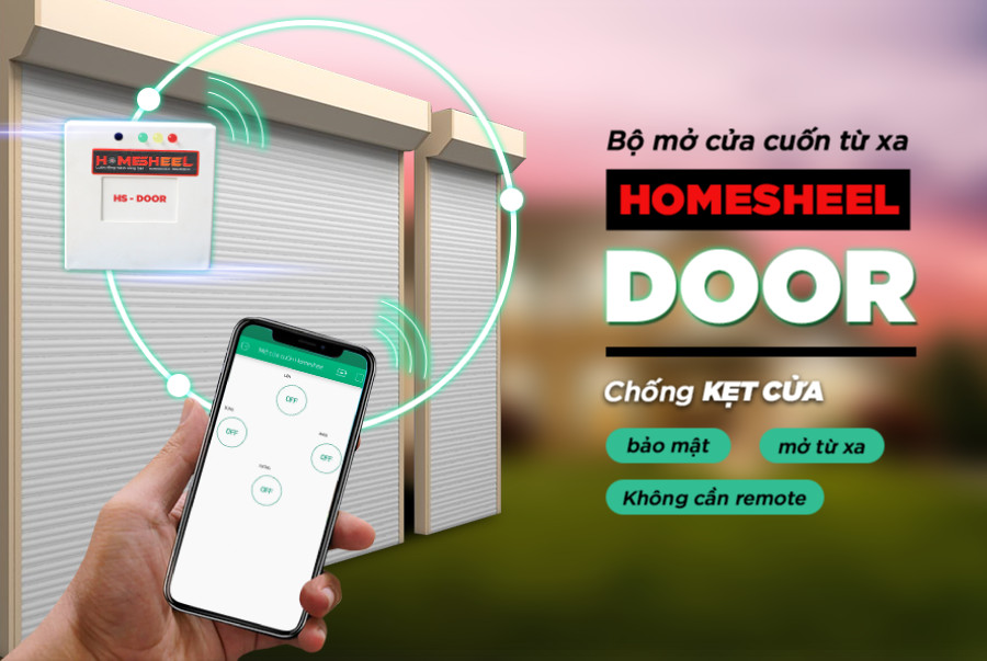 Thiết bị đóng mở cửa cuốn từ xa homesheel door usa - hàng chính hãng