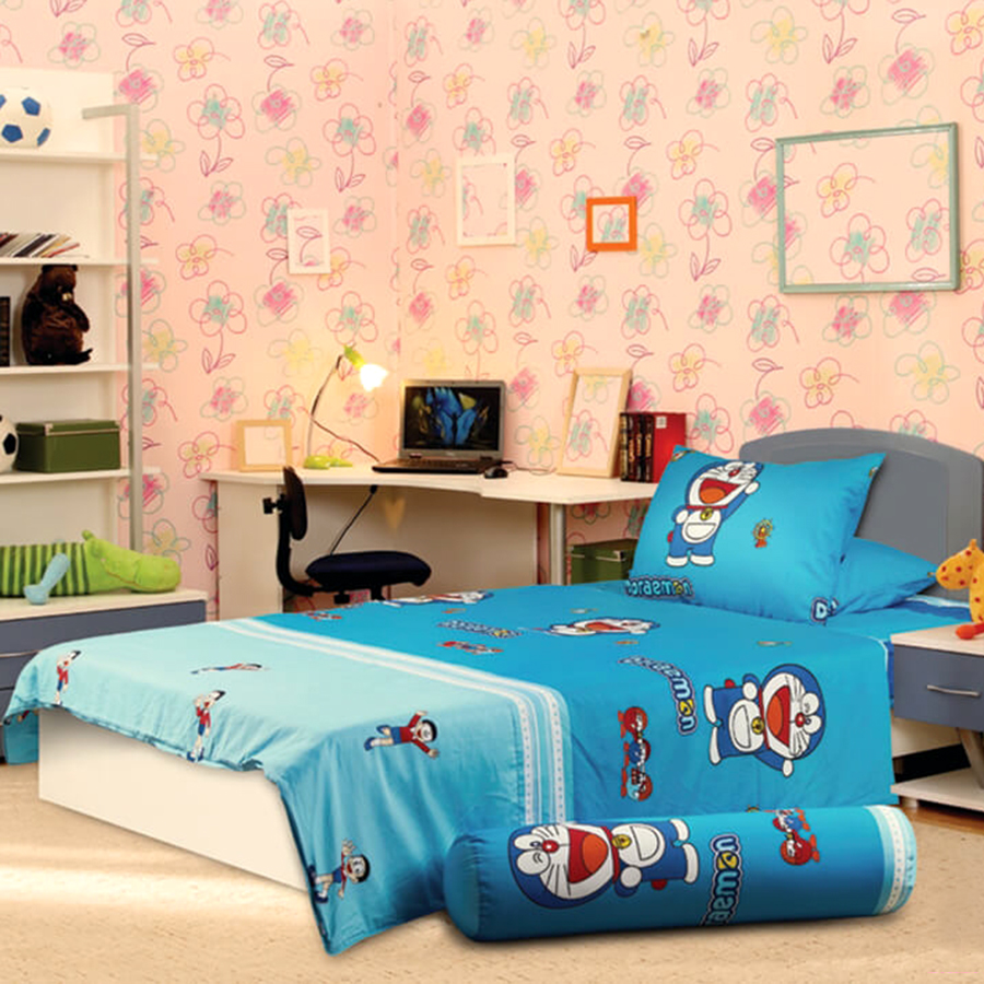 Bộ Chăn Ga Gối Trẻ Em Sông Hồng Doraemon DCVN_SH_D16_014C - Xanh Dương - 1.6 x 2 m