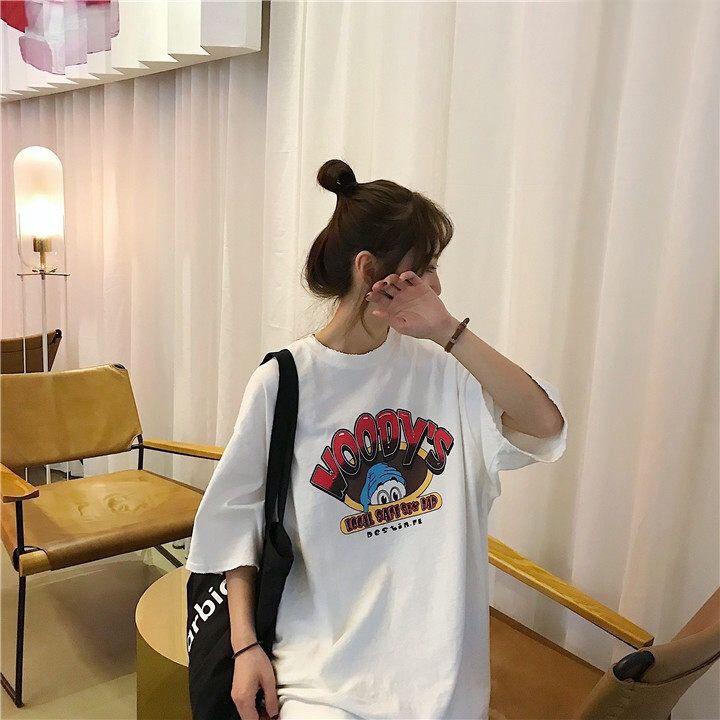 Áo Thun Nữ Unisex Tay Lỡ In Hoạt Hình Chữ Woodys ATN5405 - J.A Shop