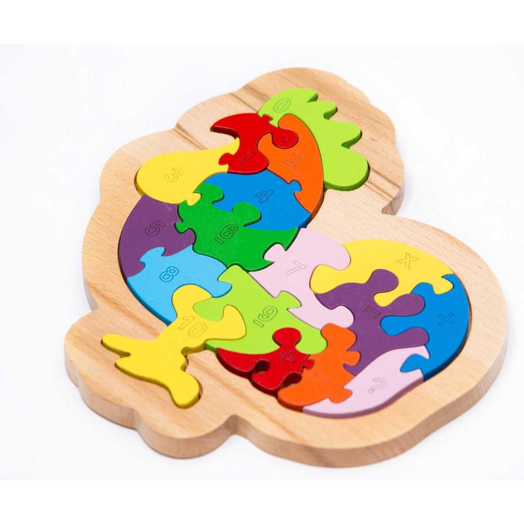 Tranh ghép hình gà trống puzzle animal gỗ tự nhiên