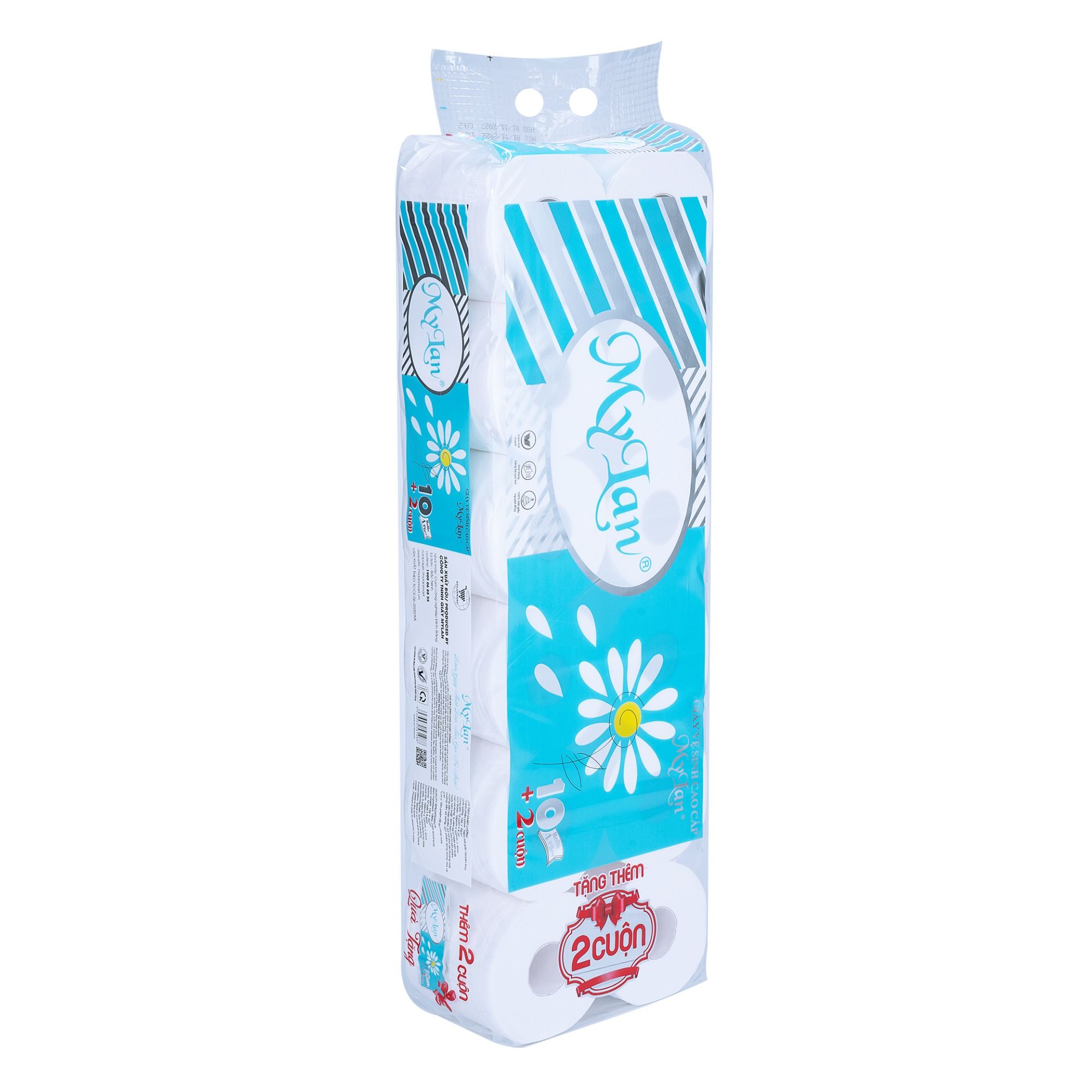 Lốc 12 Cuộn Giấy Vệ Sinh Cao Cấp MyLan Hoa Cúc 4 Lớp Giấy