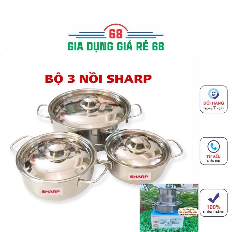 Bộ 3 nồi inox SHARP hàng khuyến mại chống rỉ