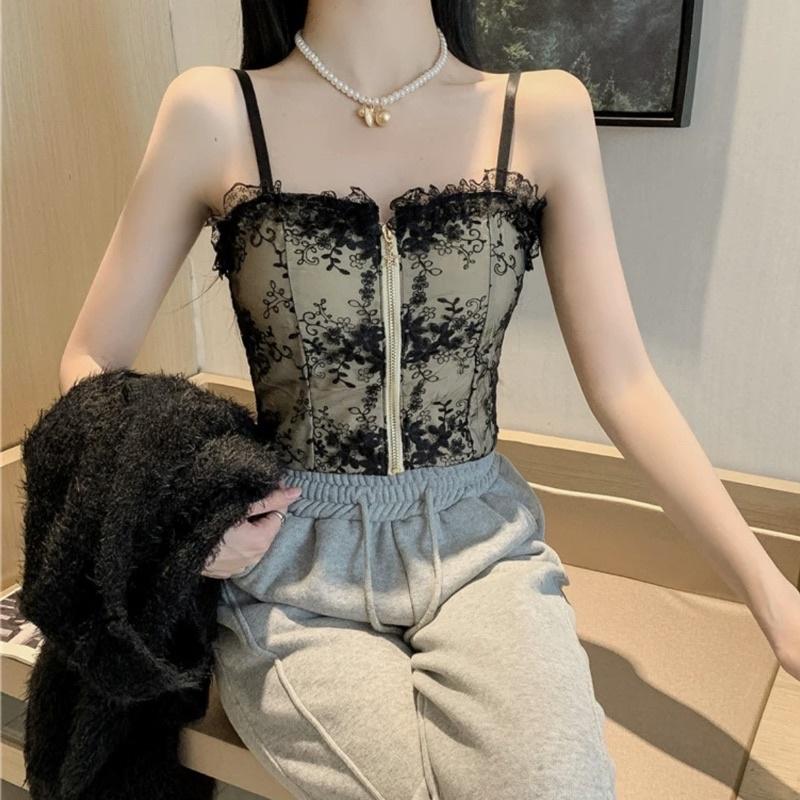 Áo hai dây bra ren chun lưng có đệm mút ngực hàng Quảng Châu đẹp 2022