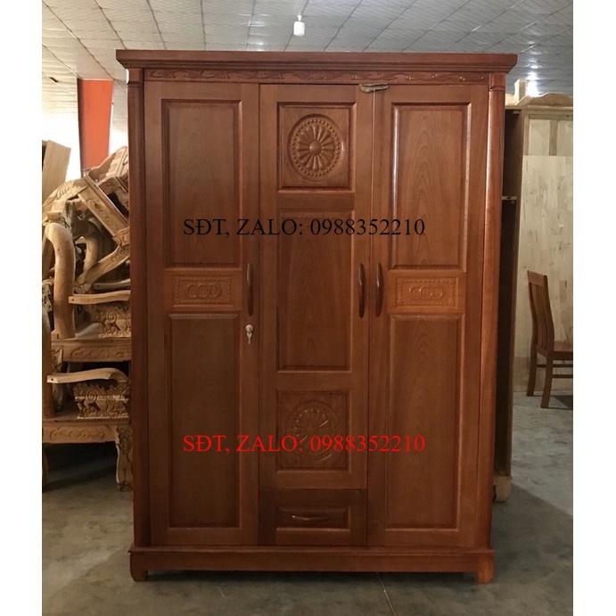 Tủ quần áo Gỗ Xoan Đào 3 cánh 1m55 x 2m