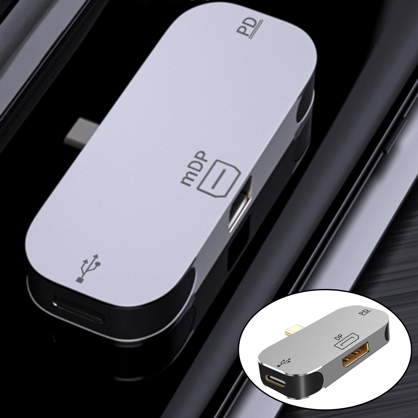 3 in1 Docking Station, DP PD Charging Port Splitter Adapter, Laptop Computer Portable USB Dock