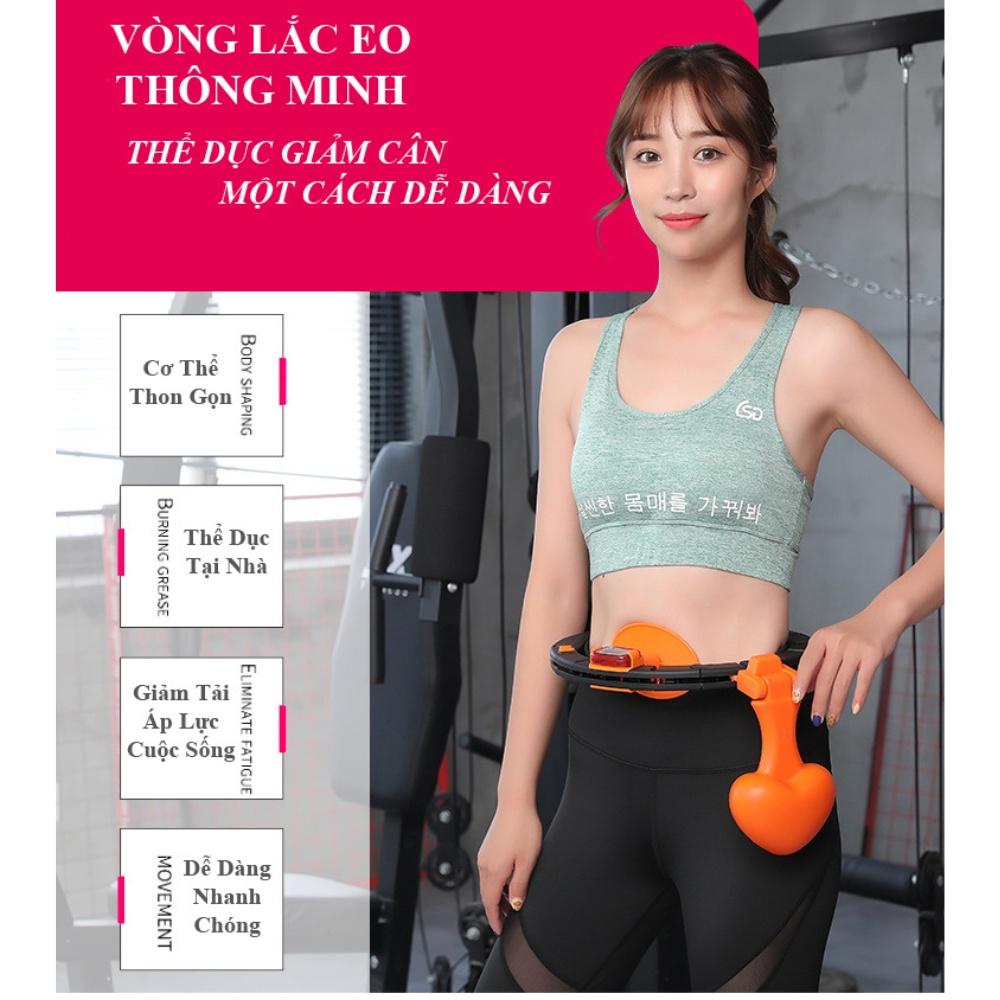 Vòng lắc eo giảm mỡ bụng Hula Hoop tập thể hình tại nhà, có đồng hồ đếm, hiển thị vòng quay điều chỉnh kích thước